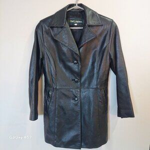 Women  Leather Trench Coat /Long Jacket, XS